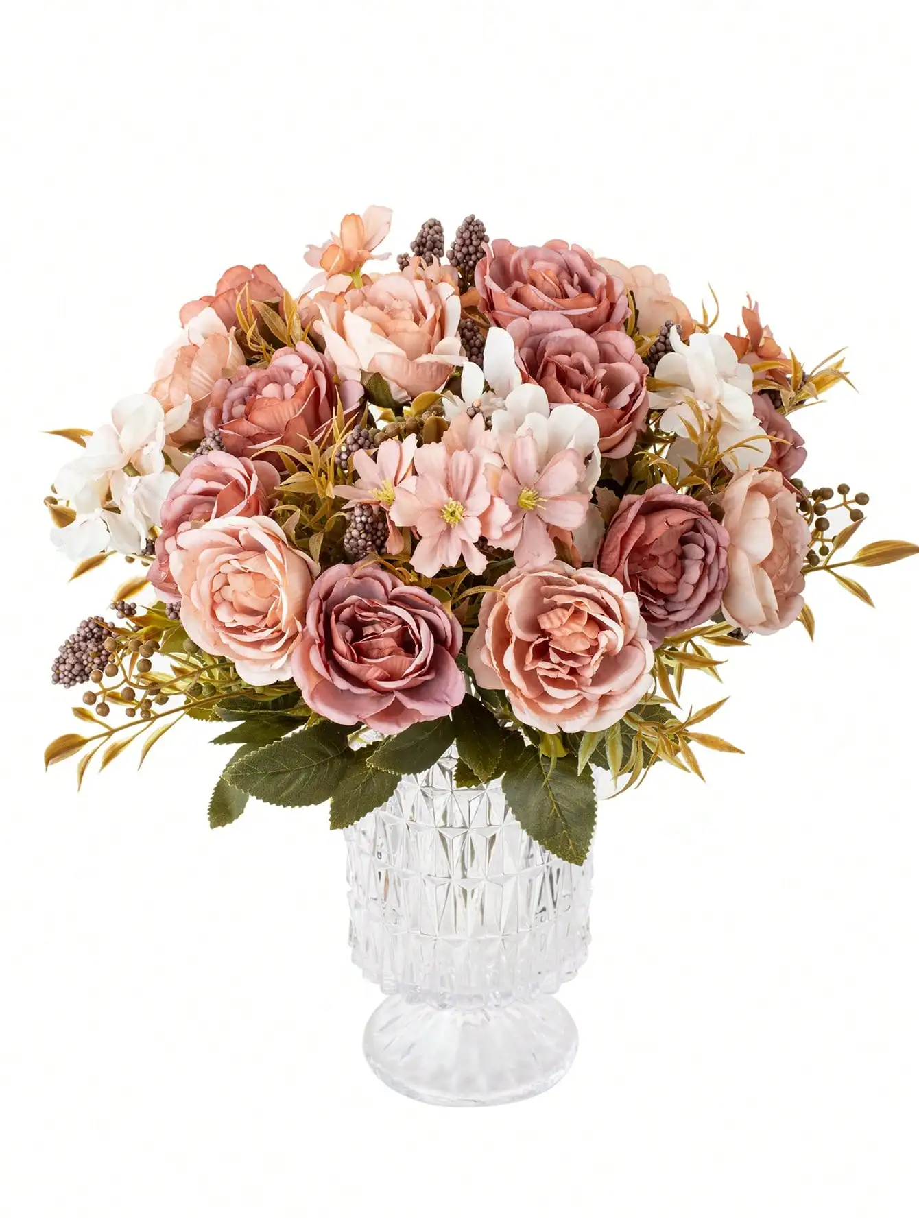 1 Bouquet Artificial Roses with Silk Balls – Wedding & Home Decor, Holiday Birthday Gift DIY - Image 3