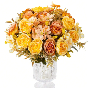 1 Bouquet Artificial Roses with Silk Balls – Wedding & Home Decor, Holiday Birthday Gift DIY