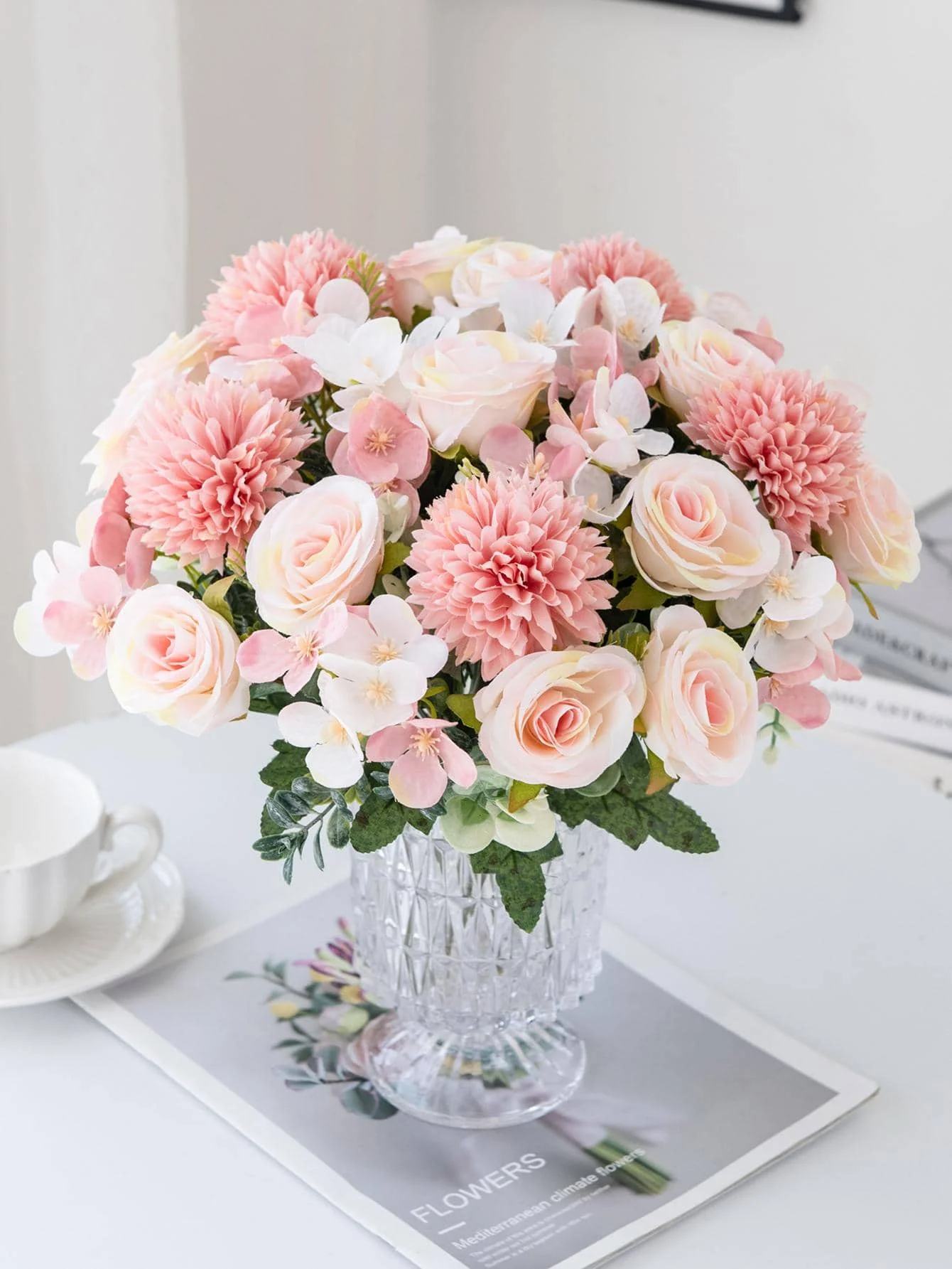1 Bouquet Artificial Roses with Silk Balls – Wedding & Home Decor, Holiday Birthday Gift DIY - Image 8