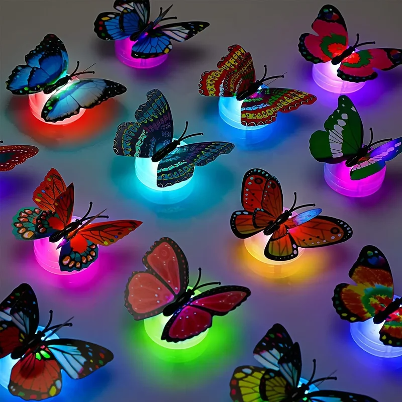 10Pcs 3D LED Butterfly Decoration Night Light Stickers Wall Light