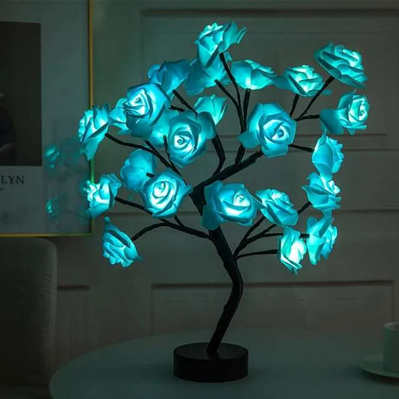 24 LED Rose Tree Lights – USB Fairy Flower Night Light Table Lamp for Home - Image 2