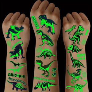 24 Sheets Luminous Dinosaur Temporary Tattoos Waterproof Glow In The Dark Kids Party Tattoo Stickers