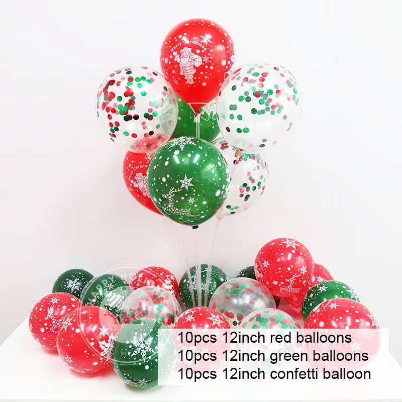 30Pcs Christmas Confetti Balloons Red Green Gold Xmas Party Decor - Image 7