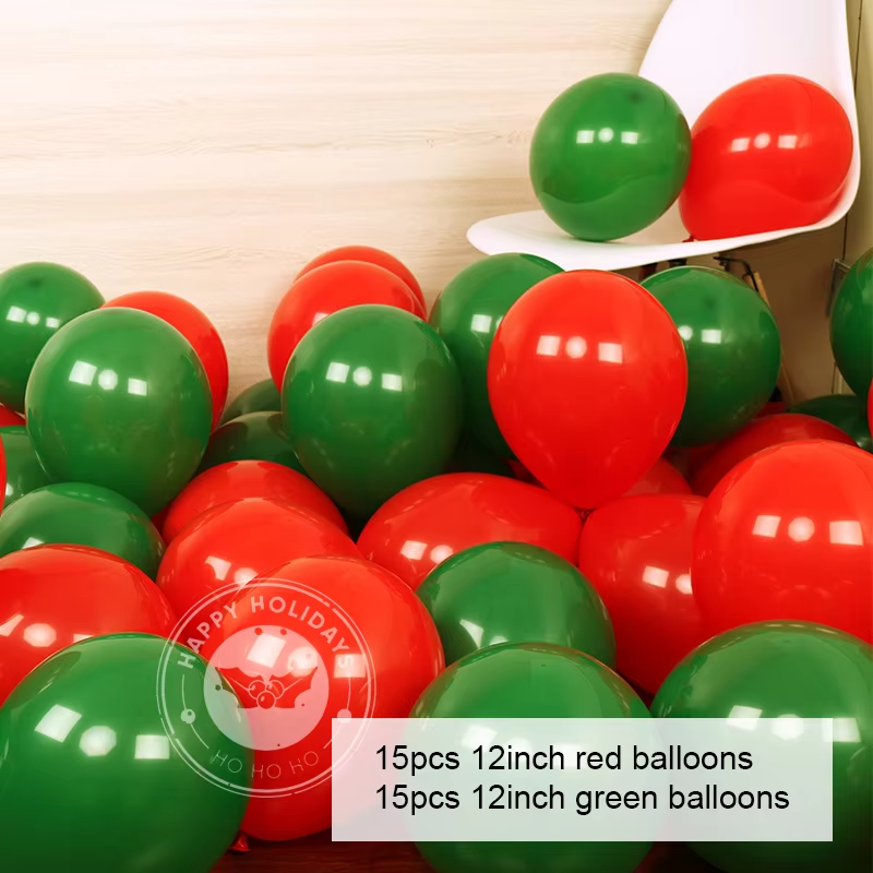 30Pcs Christmas Confetti Balloons Red Green Gold Xmas Party Decor - Image 5