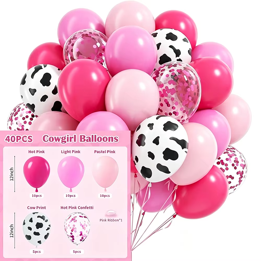 12 Inch Cow Pattern Helium Balloons 40Pcs Farm Party Decor - Image 2