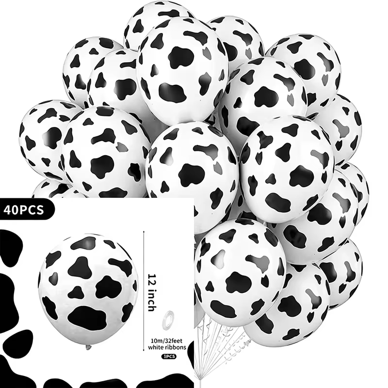 12 Inch Cow Pattern Helium Balloons 40Pcs Farm Party Decor - Image 9