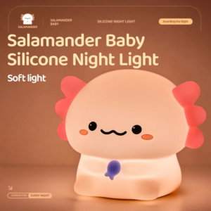 Axolotl Silicone Touch Night Light | USB Rechargeable Kids Bedside Lamp Birthday Gift
