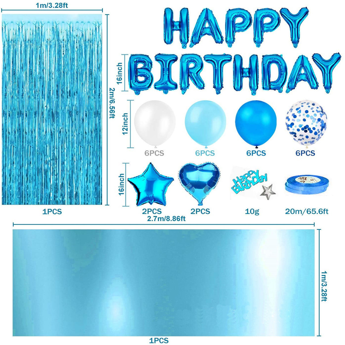 Rose Gold Birthday Party Balloon Kit, Happy Birthday Foil Balloons & Tinsel Curtain Decor - Image 5