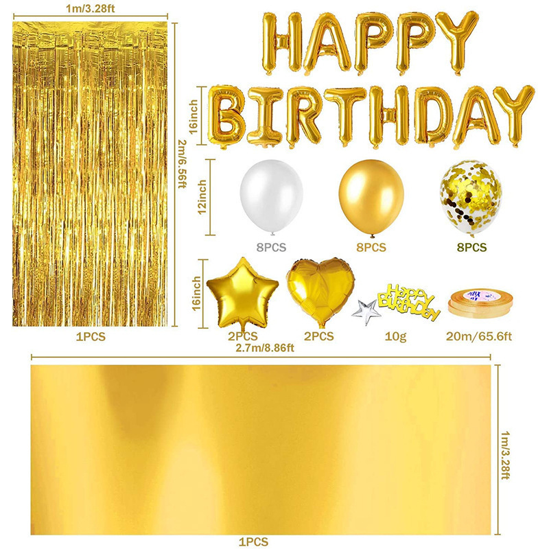 Rose Gold Birthday Party Balloon Kit, Happy Birthday Foil Balloons & Tinsel Curtain Decor - Image 4