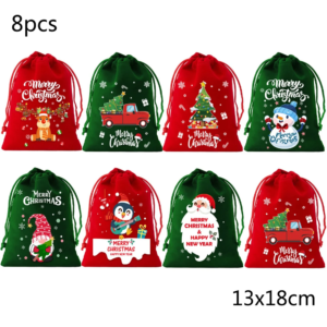 8 pcs Christmas Velvet Drawstring Candy Gift Bags