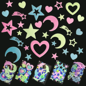 Glow in the Dark Star Wall Stickers – Colorful Reusable Wall Decals for Kids Bedroom & Nursery
