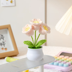 Crochet Lily of the Valley Bouquet – Handmade Knitted Flower in Pot, Home Decor Gift