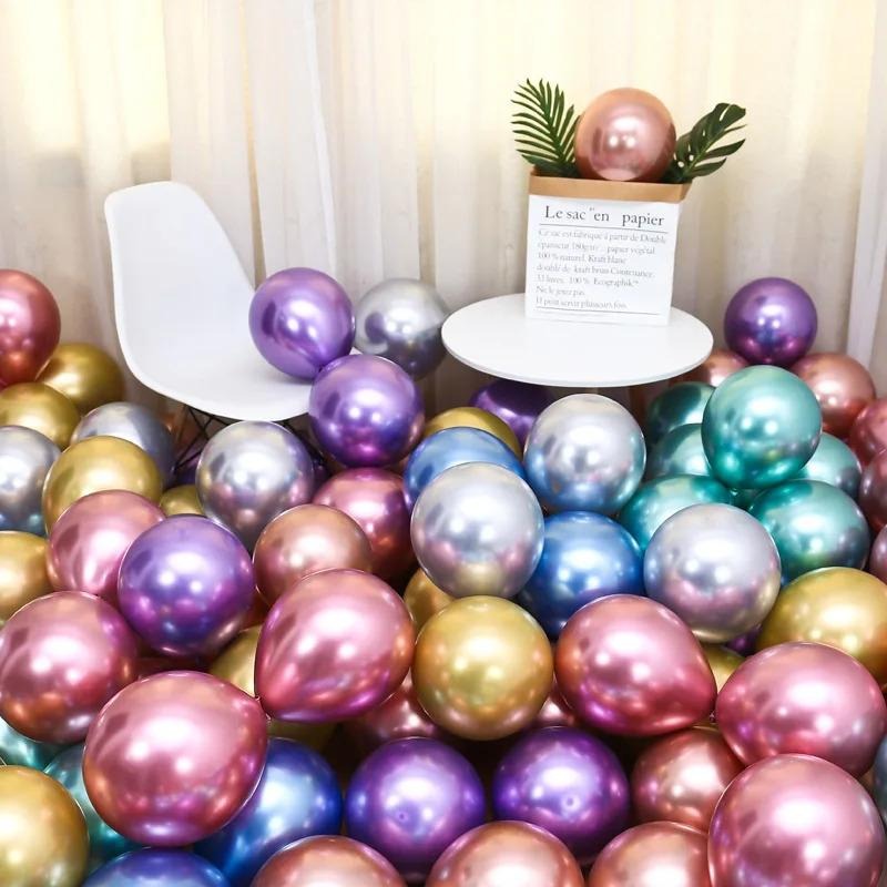 50Pcs 10 Inch Mixed‑Color Metallic Latex Balloons Set for Bachelorette Wedding Party - Image 3