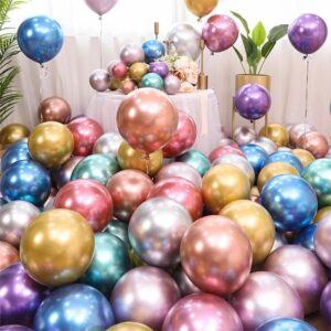 50Pcs 10 Inch Mixed‑Color Metallic Latex Balloons Set for Bachelorette Wedding Party