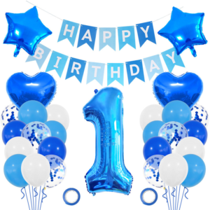 Blue Number Birthday Balloon Set for Boys Birthday Party Decorations