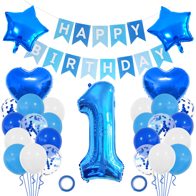 Blue Number Birthday Balloon Set for Boys Birthday Party Decorations