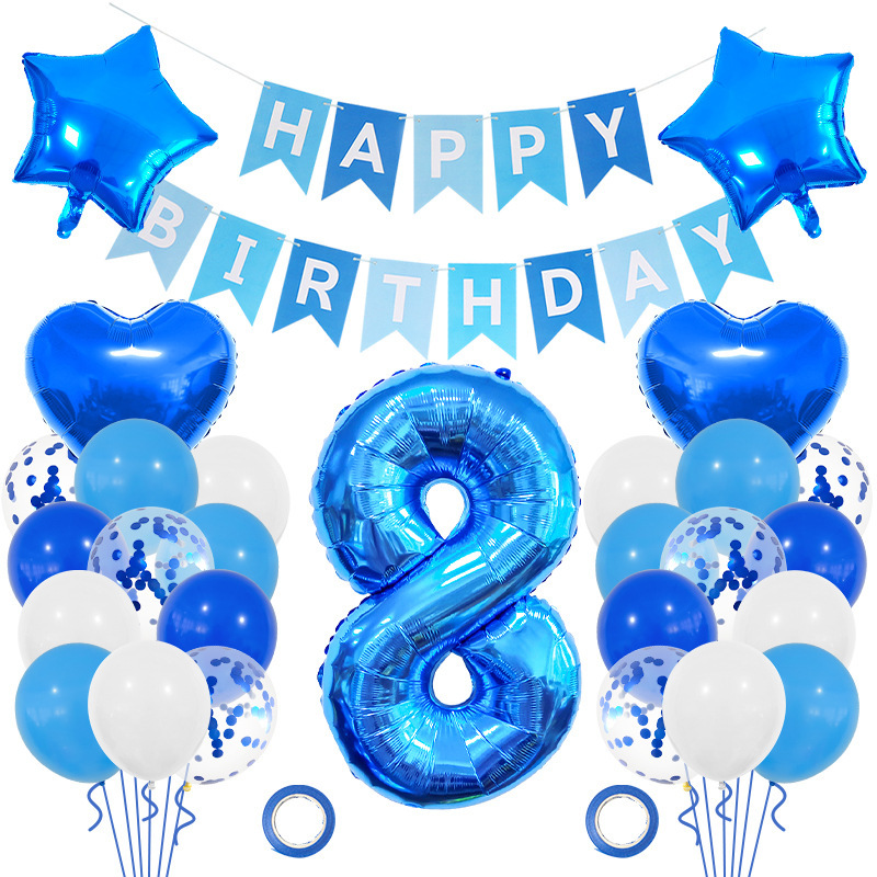 Blue Number Birthday Balloon Set for Boys Birthday Party Decorations - Image 3