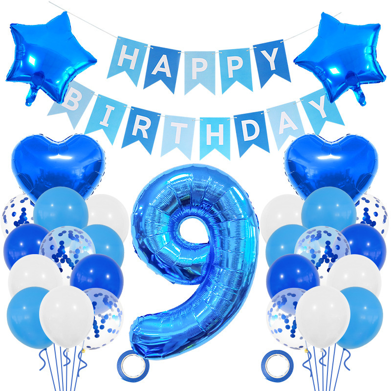 Blue Number Birthday Balloon Set for Boys Birthday Party Decorations - Image 2