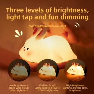 LED Rechargeable Silicone Rabbit Touch Night Light | Kids Atmosphere Lamp Christmas Gift
