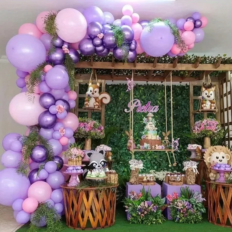 Pink & Purple Metallic Latex Balloons 50Pcs, Girls Birthday Wedding Party Decor - Image 6